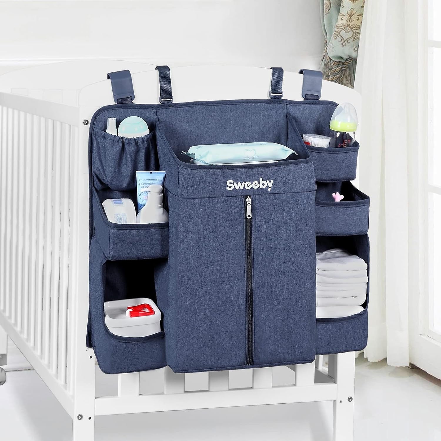 Diaper Organizer for Changing Tables and Cribs - Hanging Caddy for Nursery Essentials