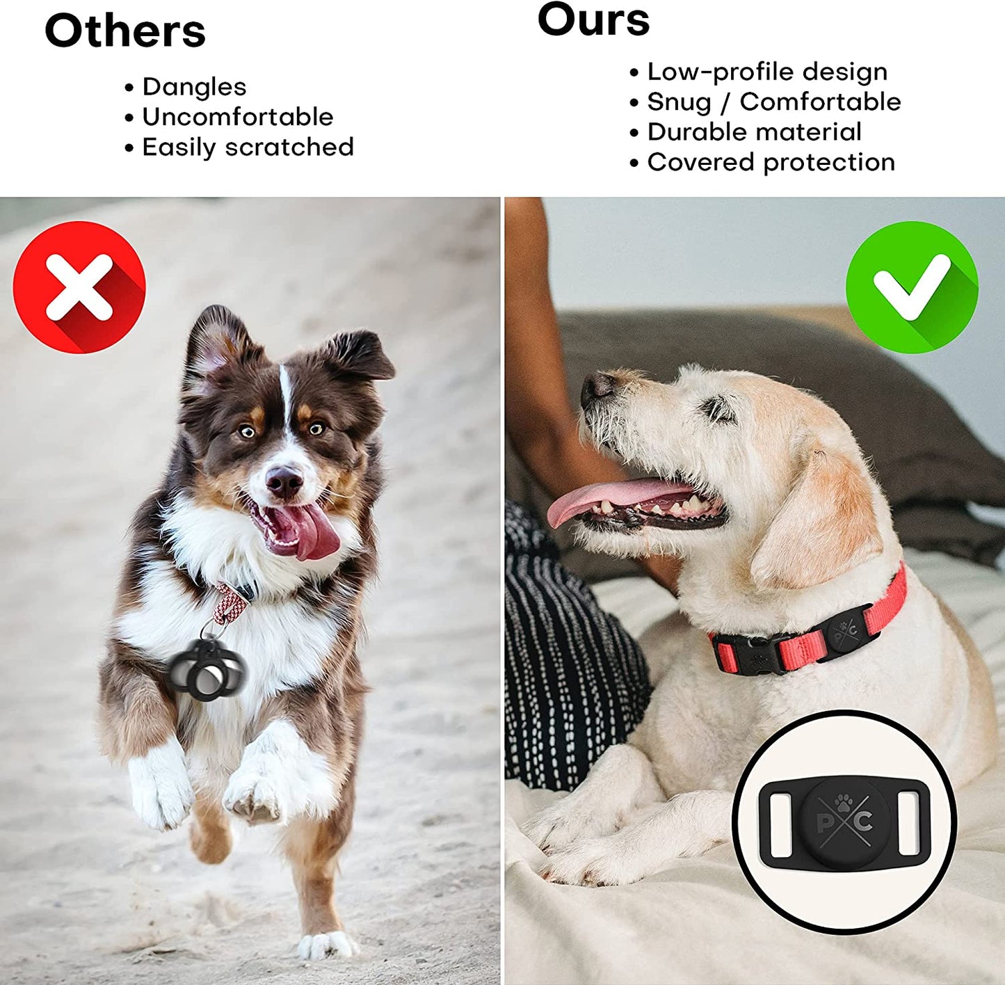 Airtag-Compatible Dog Collar | Durable and Protective Holder for Tracking Pets with Apple Airtag Technology - Suitable for Dogs and Cats