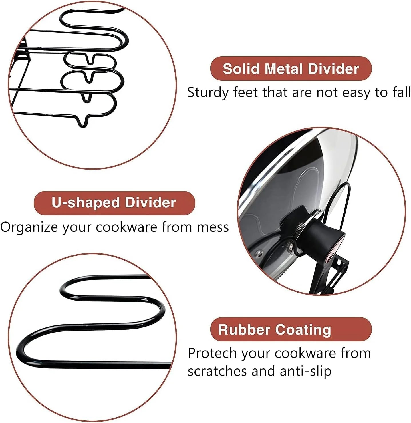 2-Pack Adjustable Pot and Pan Rack Organizers for Kitchen Storage and Organization