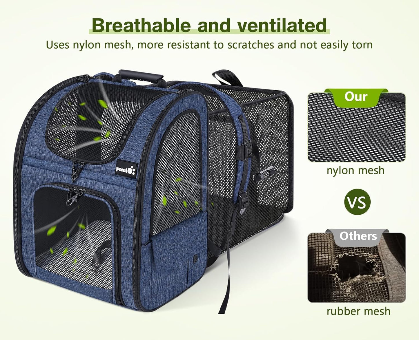 Ultimate Expandable Pet Carrier Backpack for Small Dogs and Cats - Perfect for Hiking, Travel, and Outdoor Adventures with Breathable Mesh Design
