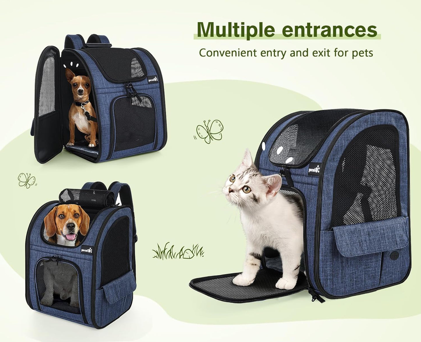 Ultimate Expandable Pet Carrier Backpack for Small Dogs and Cats - Perfect for Hiking, Travel, and Outdoor Adventures with Breathable Mesh Design