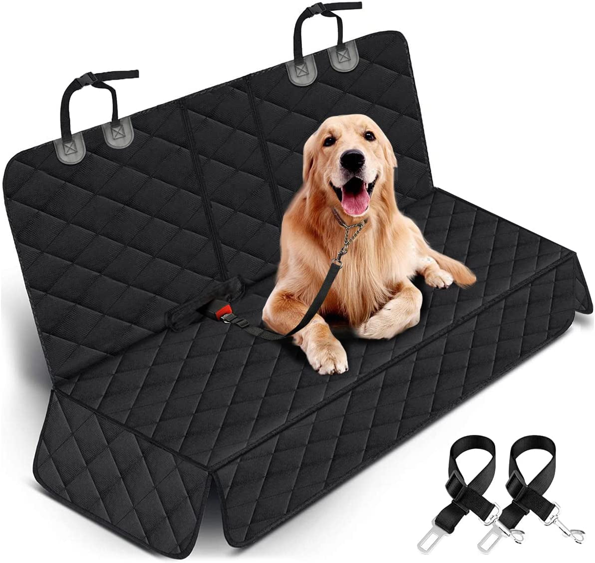 Premium Waterproof Dog Car Seat Cover - Ultimate Back Seat Protector for Pets and Kids - Non-Slip & Adjustable for Most Cars, Trucks, and SUVs - Sleek Black Design