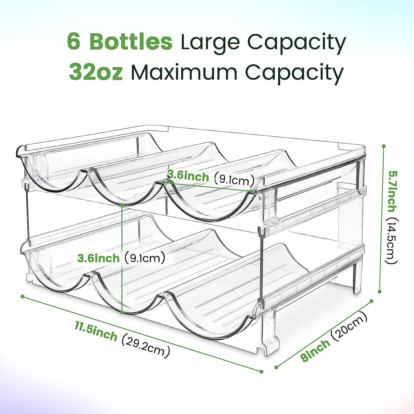 Maximize Your Space with Our Stackable Water Bottle Organizer - 2 Pack Storage Rack for Cabinets and Refrigerators