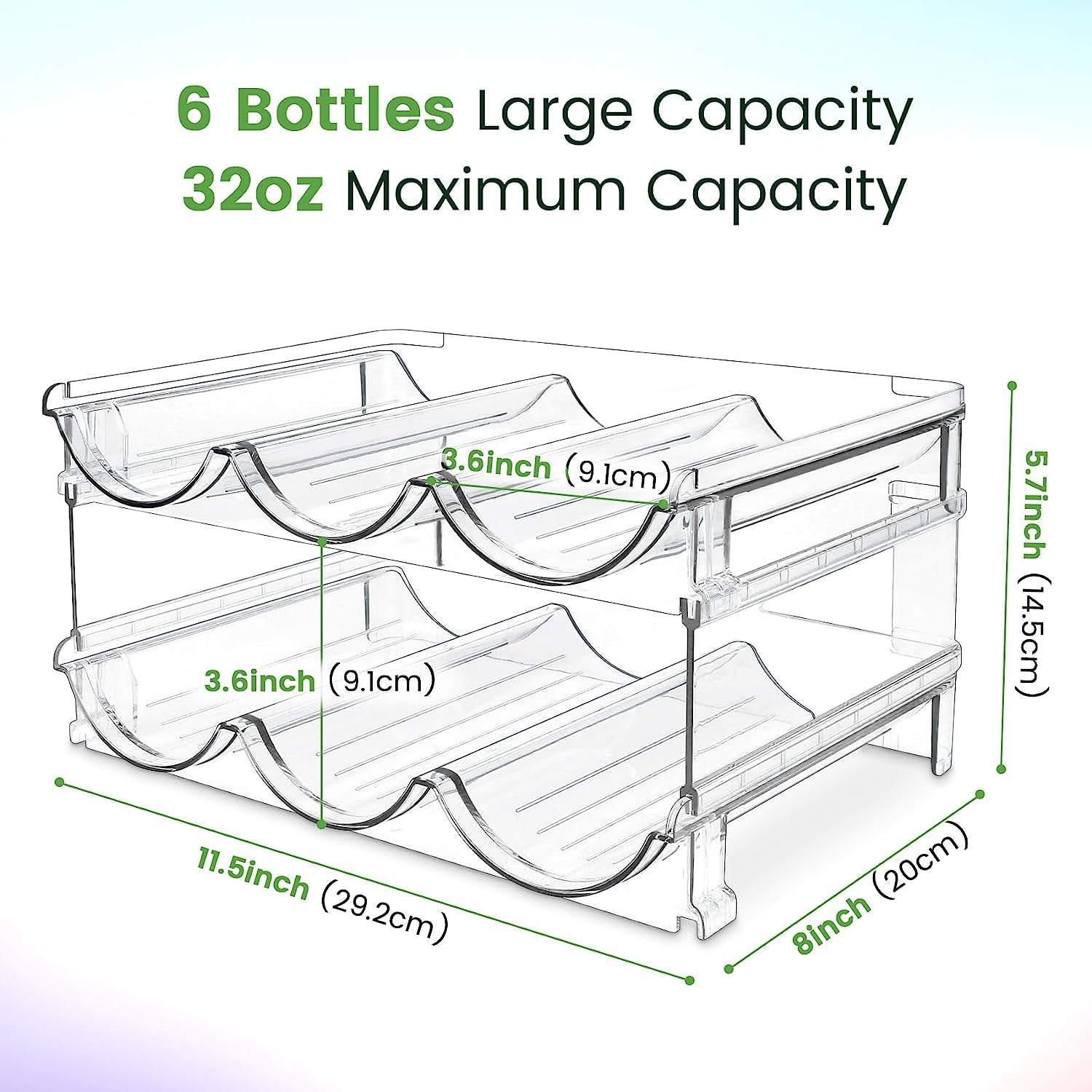Maximize Your Space with Our Stackable Water Bottle Organizer - 2 Pack Storage Rack for Cabinets and Refrigerators