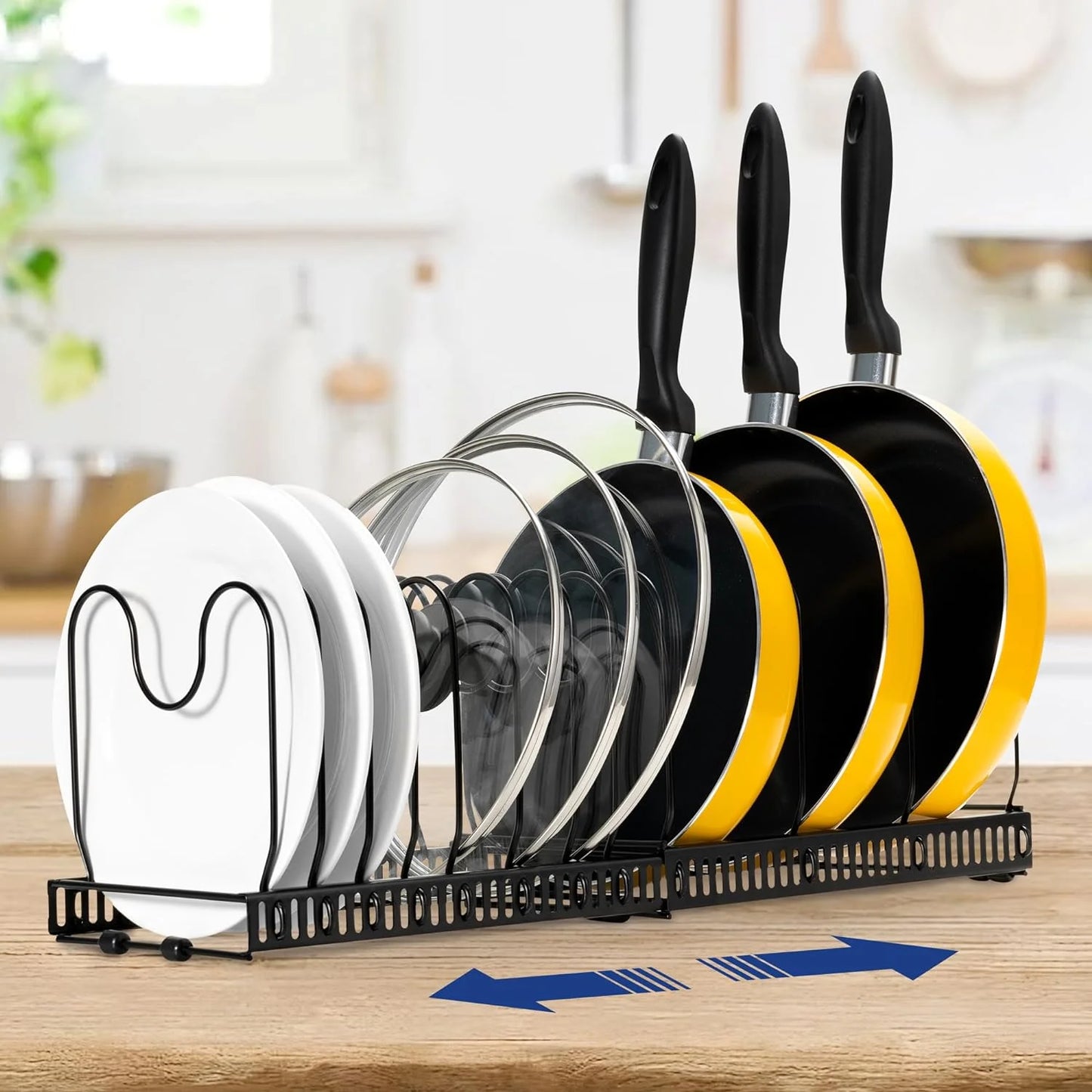 Expandable 2-Pack Pot Lid and Cookware Organizer Rack Set
