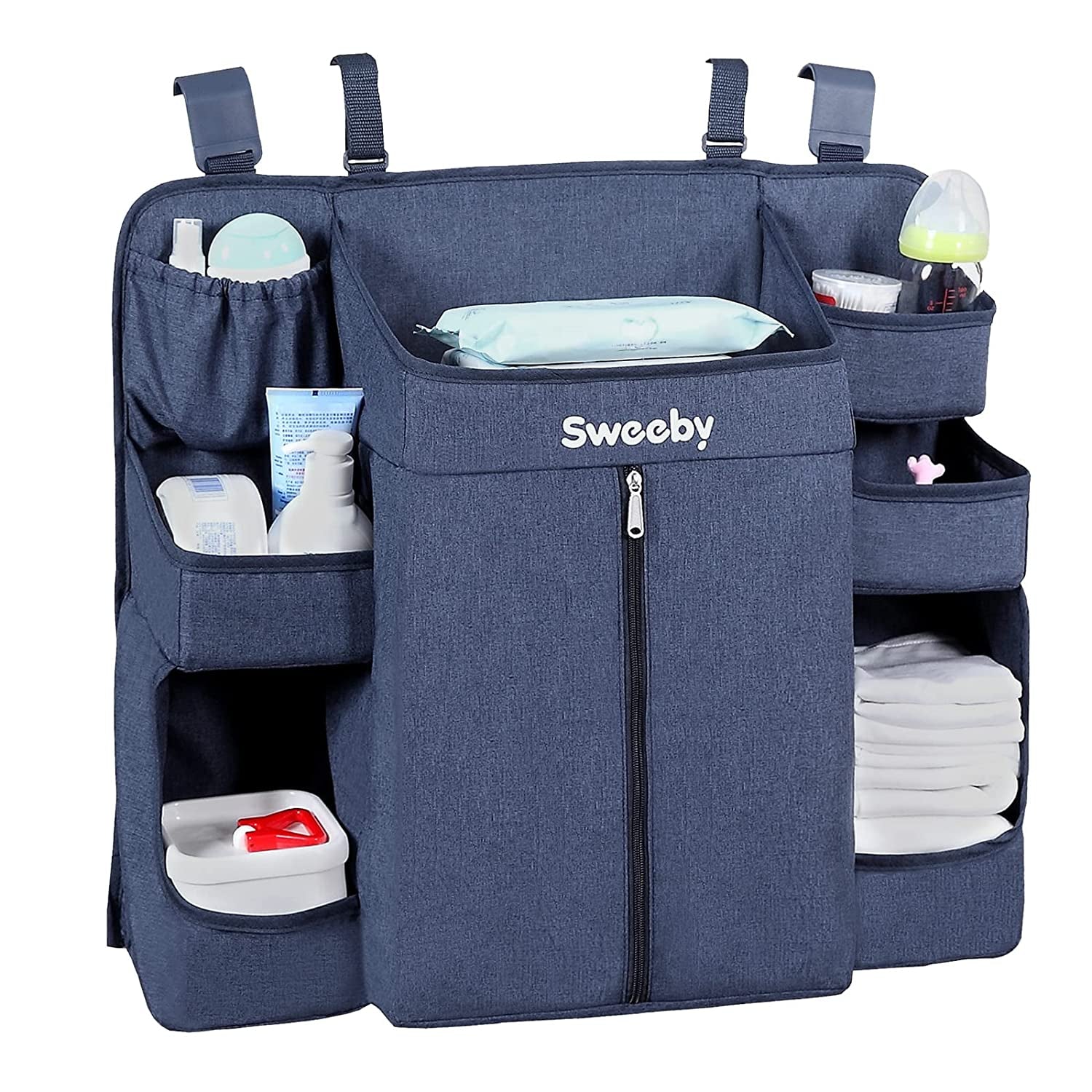 Diaper Organizer for Changing Tables and Cribs - Hanging Caddy for Nursery Essentials