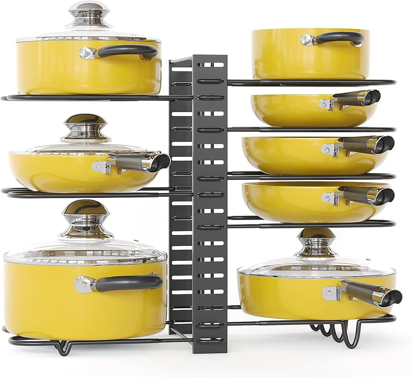 2-Pack Adjustable Pot and Pan Rack Organizers for Kitchen Storage and Organization