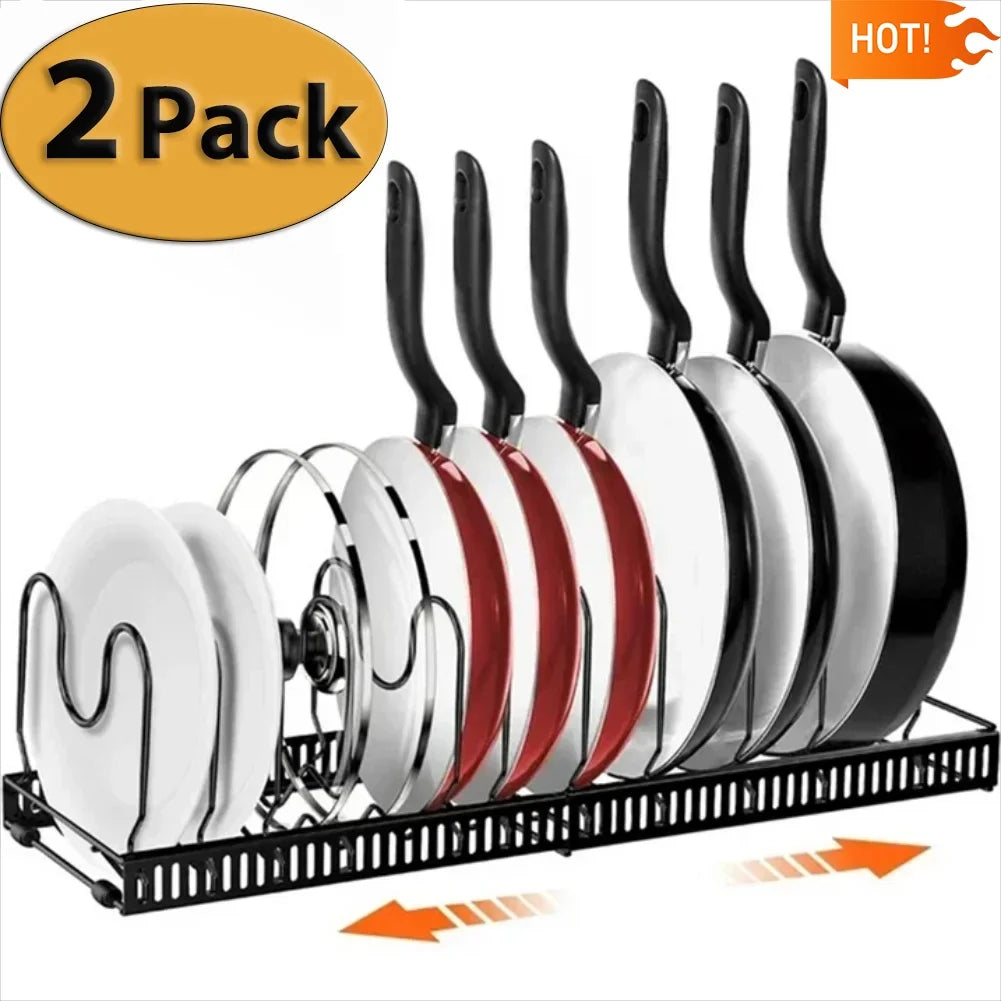 Expandable 2-Pack Pot Lid and Cookware Organizer Rack Set