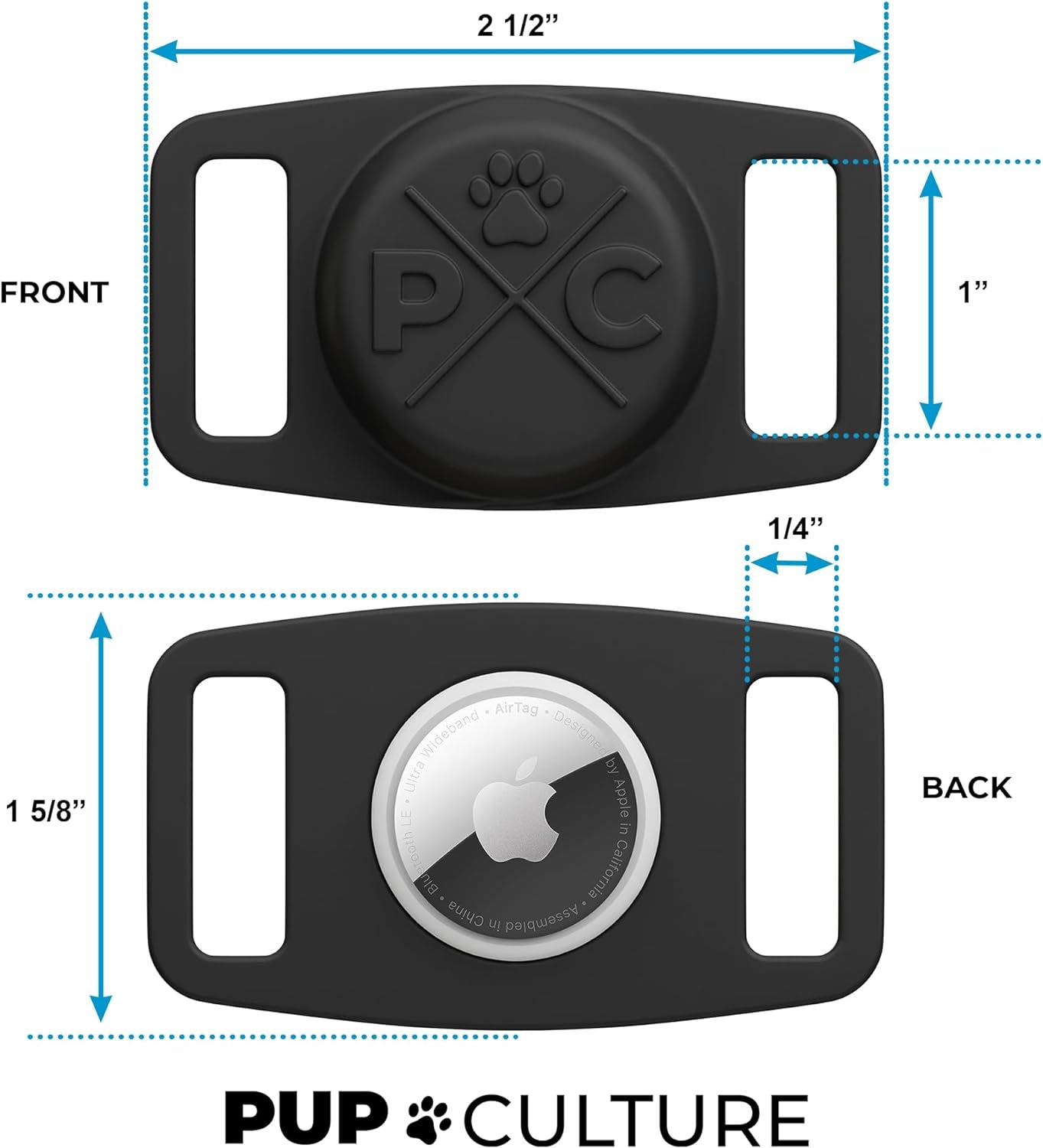 Airtag-Compatible Dog Collar | Durable and Protective Holder for Tracking Pets with Apple Airtag Technology - Suitable for Dogs and Cats