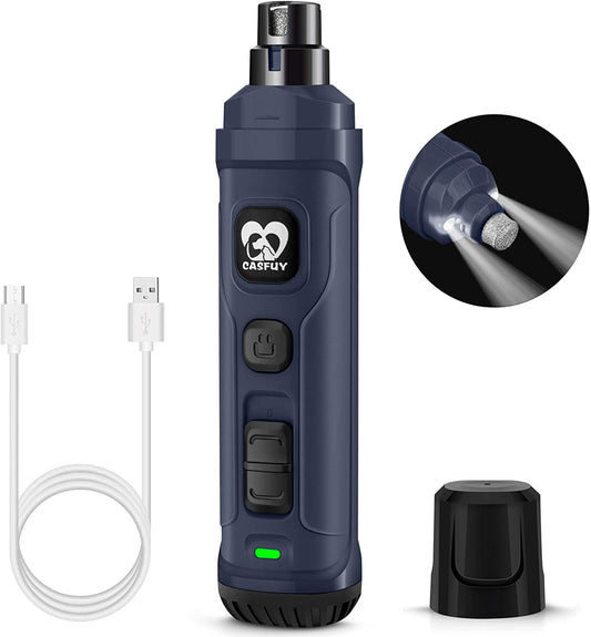 Dog Nail Grinder with Dual LED Lights - Enhanced 2-Speed Electric Pet Nail Trimmer for Professional, Quiet, and Painless Grooming of Small to Large Dogs and Cats (Blue)