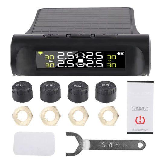 Advanced Solar Tire Pressure Monitoring System with Temperature Alerts - External Battery Version
