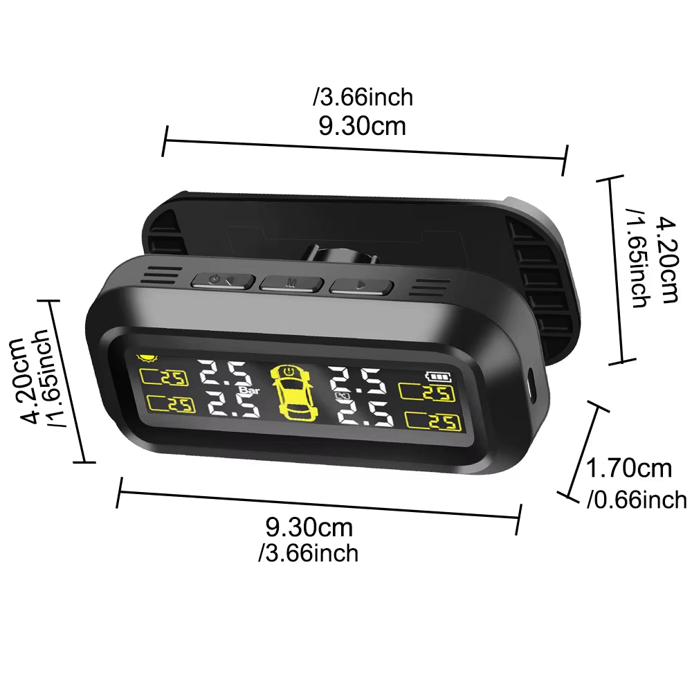 Advanced Solar Tire Pressure Monitoring System with Temperature Alerts - External Battery Version
